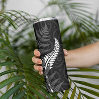 Personalised New Zealand Chur Bro Skinny Tumbler Maori Koru With Silver Fern