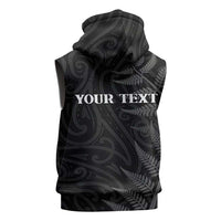 Personalised New Zealand Chur Bro Sleeveless Zip Hoodie Maori Koru With Silver Fern