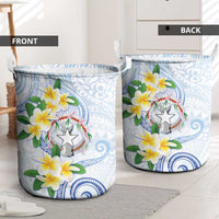 Northern Mariana Islands Chamorro Laundry Basket Plumeria Curves Style White Version