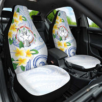 Northern Mariana Islands Chamorro Car Seat Cover Plumeria Curves Style White Version LT05 One Size White - Polynesian Pride