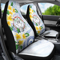 Northern Mariana Islands Chamorro Car Seat Cover Plumeria Curves Style White Version LT05 - Polynesian Pride