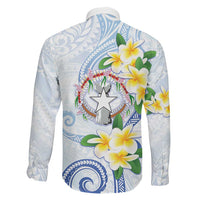 Northern Mariana Islands Chamorro Family Matching Off Shoulder Short Dress and Hawaiian Shirt Plumeria Curves Style White Version