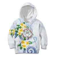 Northern Mariana Islands Chamorro Kid Hoodie Plumeria Curves Style White Version LT05 Hoodie White - Polynesian Pride