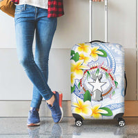 Northern Mariana Islands Chamorro Luggage Cover Plumeria Curves Style White Version LT05 - Polynesian Pride