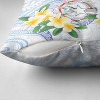 Northern Mariana Islands Chamorro Pillow Cover Plumeria Curves Style White Version