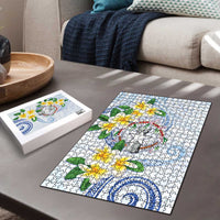 Northern Mariana Islands Chamorro Puzzle Plumeria Curves Style White Version