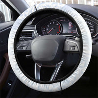 Northern Mariana Islands Chamorro Steering Wheel Cover Plumeria Curves Style White Version