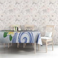 Northern Mariana Islands Chamorro Tablecloth Plumeria Curves Style White Version