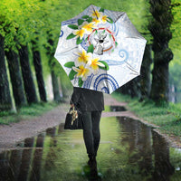 Northern Mariana Islands Chamorro Umbrella Plumeria Curves Style White Version