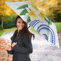 Northern Mariana Islands Chamorro Umbrella Plumeria Curves Style White Version