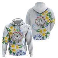 Northern Mariana Islands Chamorro Zip Hoodie Plumeria Curves Style White Version LT05 - Polynesian Pride