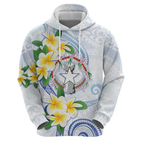 Northern Mariana Islands Chamorro Zip Hoodie Plumeria Curves Style White Version LT05 - Polynesian Pride