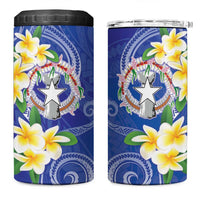Northern Mariana Islands Chamorro 4 in 1 Can Cooler Tumbler Plumeria Curves Style Navy Version LT05 One Size: 16 oz Navy - Polynesian Pride