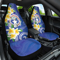 Northern Mariana Islands Chamorro Car Seat Cover Plumeria Curves Style Navy Version