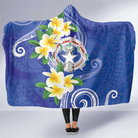 Northern Mariana Islands Chamorro Hooded Blanket Plumeria Curves Style Navy Version LT05 One Size Navy - Polynesian Pride