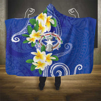 Northern Mariana Islands Chamorro Hooded Blanket Plumeria Curves Style Navy Version LT05 - Polynesian Pride