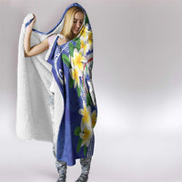 Northern Mariana Islands Chamorro Hooded Blanket Plumeria Curves Style Navy Version LT05 - Polynesian Pride