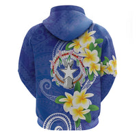 Northern Mariana Islands Chamorro Hoodie Plumeria Curves Style Navy Version LT05 - Polynesian Pride
