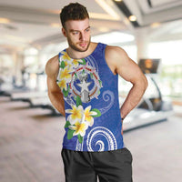 Northern Mariana Islands Chamorro Men Tank Top Plumeria Curves Style Navy Version LT05 Navy - Polynesian Pride