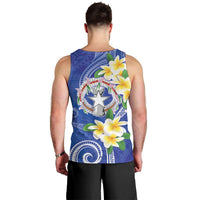 Northern Mariana Islands Chamorro Men Tank Top Plumeria Curves Style Navy Version LT05 - Polynesian Pride