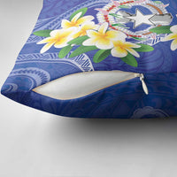 Northern Mariana Islands Chamorro Pillow Cover Plumeria Curves Style Navy Version LT05 - Polynesian Pride