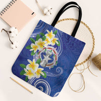 Northern Mariana Islands Chamorro Tote Bag Plumeria Curves Style Navy Version LT05 Black Strap One Size Navy - Polynesian Pride