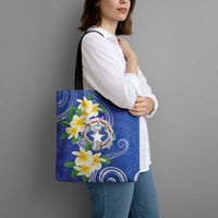 Northern Mariana Islands Chamorro Tote Bag Plumeria Curves Style Navy Version LT05 - Polynesian Pride