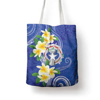 Northern Mariana Islands Chamorro Tote Bag Plumeria Curves Style Navy Version LT05 - Polynesian Pride