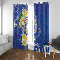 Northern Mariana Islands Chamorro Window Curtain Plumeria Curves Style Navy Version