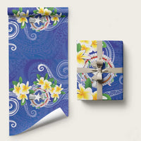 Northern Mariana Islands Chamorro Wrapping Paper Plumeria Curves Style Navy Version