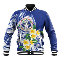 Northern Mariana Islands Baseball Jacket Polynesian Pattern With Frangipani