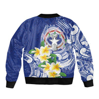 Northern Mariana Islands Bomber Jacket Polynesian Pattern With Frangipani