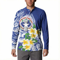 Northern Mariana Islands Button Sweatshirt Polynesian Pattern With Frangipani