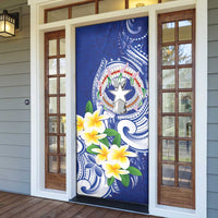 Northern Mariana Islands Door Cover Polynesian Pattern With Frangipani