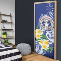 Northern Mariana Islands Door Cover Polynesian Pattern With Frangipani