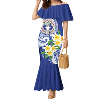 Northern Mariana Islands Family Matching Mermaid Dress and Hawaiian Shirt Polynesian Pattern With Frangipani