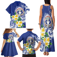 Northern Mariana Islands Family Matching Tank Maxi Dress and Hawaiian Shirt Polynesian Pattern With Frangipani