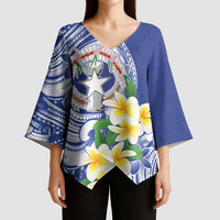 Northern Mariana Islands Kimono Sleeve Blouse Polynesian Pattern With Frangipani