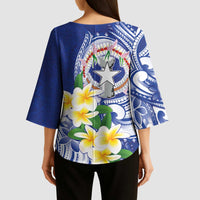 Northern Mariana Islands Kimono Sleeve Blouse Polynesian Pattern With Frangipani
