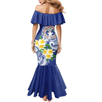 Northern Mariana Islands Mermaid Dress Polynesian Pattern With Frangipani