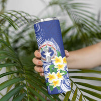 Northern Mariana Islands Skinny Tumbler Polynesian Pattern With Frangipani