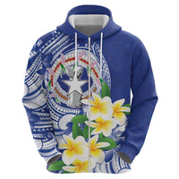 Northern Mariana Islands Zip Hoodie Polynesian Pattern With Frangipani