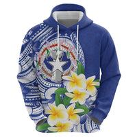 Northern Mariana Islands Zip Hoodie Polynesian Pattern With Frangipani