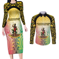 Vanuatu Independence Day Couples Matching Long Sleeve Bodycon Dress and Long Sleeve Button Shirt The Untouched Paradise LT05 Colorful - Polynesian Pride