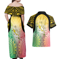 Vanuatu Independence Day Couples Matching Off Shoulder Maxi Dress and Hawaiian Shirt The Untouched Paradise LT05 - Polynesian Pride
