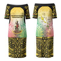 Vanuatu Independence Day Couples Matching Puletasi and Long Sleeve Button Shirt The Untouched Paradise LT05 - Polynesian Pride