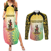 Vanuatu Independence Day Couples Matching Summer Maxi Dress and Long Sleeve Button Shirt The Untouched Paradise