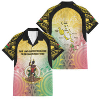 Vanuatu Independence Day Family Matching Off Shoulder Short Dress and Hawaiian Shirt The Untouched Paradise LT05 Dad's Shirt - Short Sleeve Colorful - Polynesian Pride