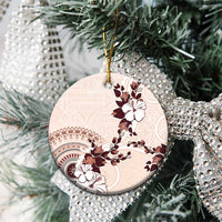 Bula Fiji Language Week Ceramic Ornament Fijian Tapa Pattern With Tagimoucia Flower