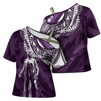Hawaii Queen Liliuokalani Cross Shoulder Shirt Hawaiian Maile Lei Flag Style LT05 - Polynesian Pride